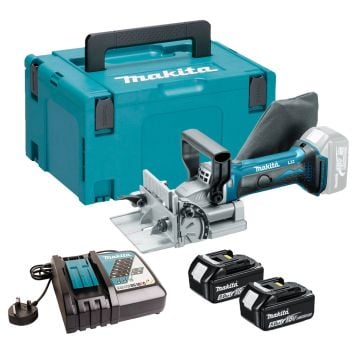 Makita DPJ180RTJ 18v LXT Cordless Biscuit Jointer Inc 2x 5.0Ah Batts