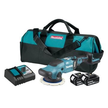 Makita DPO600RTE 18v LXT Brushless 150mm Random Orbit Polisher Inc 2x 5.0Ah Batts