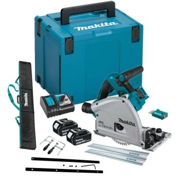 Makita DSP601TJUKIT Twin 18v LXT AWS Brushless Plunge Saw 165mm Full Kit Inc 2x 5.0Ah Batts