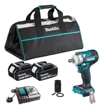 Makita DTW300TX2 18v LXT Brushless 1/2" Impact Wrench Inc 2x 5.0Ah Batts In Tool Bag