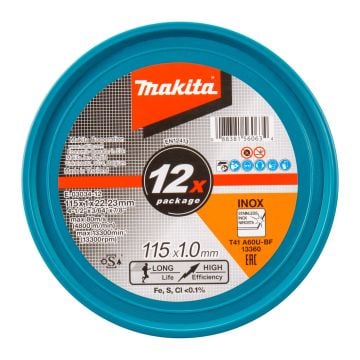Makita E-03034-12 Thin Inox Cutting Discs 115mm / 4.5" x12 Pcs