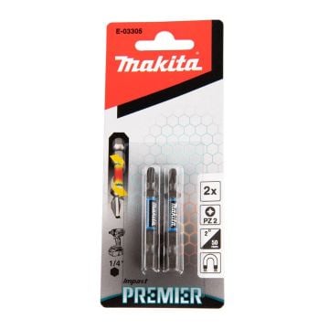 Makita E-03305 Impact Premier Double Ended PZ2 Bit 50mm x2 Pcs