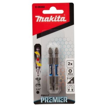 Makita E-06292 Impact Premier Double Ended PZ2 Bit 65mm x2 Pcs