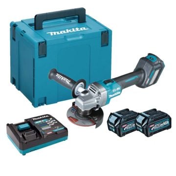 Makita GA022GD201 40v Max XGT Slide Switch 115mm Angle Grinder Inc 2x 2.5Ah Batts