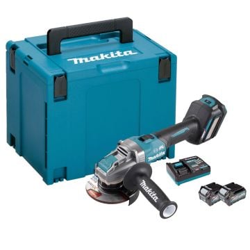 Makita GA040GD201 40v Max XGT Cordless Brushless X-LOCK 115mm Angle Grinder Inc 2x 2.5Ah Batts