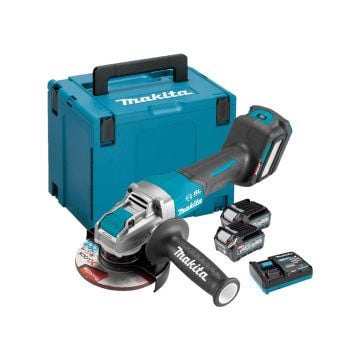 Makita GA044GD201 40v Max XGT Cordless Brushless X-LOCK 125mm Paddle Switch Angle Grinder Inc 2x 2.5Ah Batts