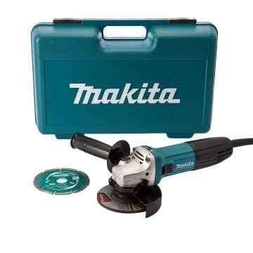 Makita GA4530RKD 115mm Slim Angle Grinder With Anti-Restart & Diamond Blade In Carry Case