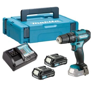 Makita HP333DWAE 10.8v / 12v MAX CXT Slide Combi Drill Inc 2x 2.0Ah Batts