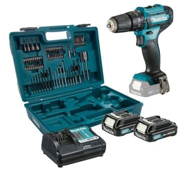 Makita HP333DWAX1 10.8v / 12v MAX CXT Slide Combi Drill Inc 2x 2.0Ah Batts + Accessory Case x74 Pcs