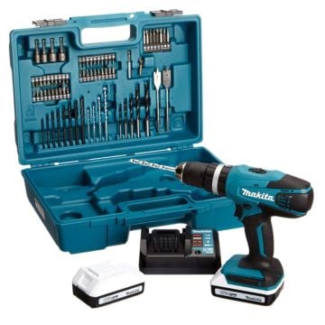 Makita HP457DWE10 G-Series 18v Combi Drill inc 2x 1.5Ah Batts in x74 Pc Accessory Case