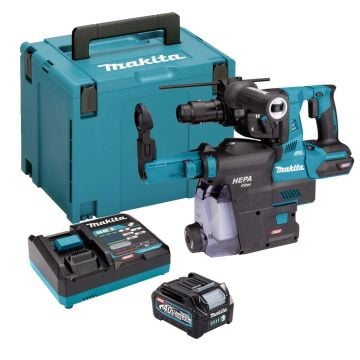 Makita HR004GD102 40v Max XGT Brushless SDS+ Plus Rotary Hammer 28mm Inc 1x 2.5Ah Batt & DX14 Dust Box