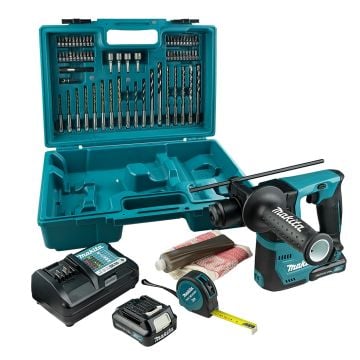 Makita HR140DWAE1 10.8v CXT Slide SDS+ Plus Hammer Drill inc 2x 2.0Ah Batts with Accessory Kit
