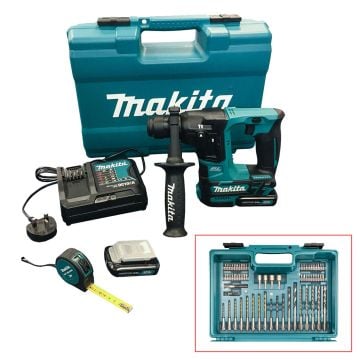 Makita HR166DSAE1 10.8v CXT Slide SDS+ Plus Hammer Drill inc 2x 2.0Ah Batts & Accessories