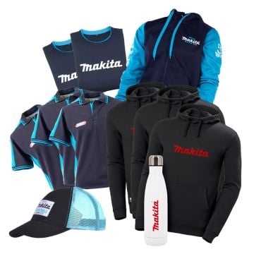 Makita Mega Winter Warmer Bundle Inc 3x XGT Polo Shirts, 2x T-Shirts, 4x Hoodies, 1x Cap & 1x Water Bottle