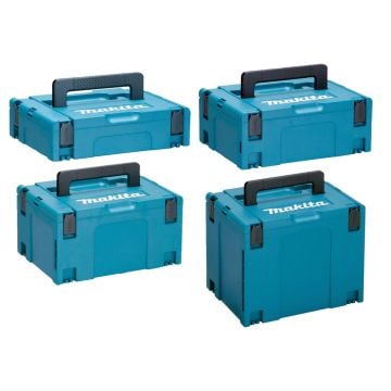 Makita Makpac Connector Stacking Case Multipack Type 1, 2, 3 & 4 (No Inlay) x4 Pcs