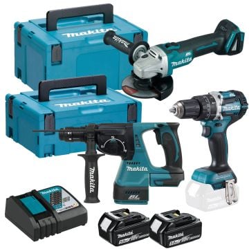 Makita DLX3196JX1 18V LXT Brushless 3 Piece Combo Kit Inc 2x 5.0Ah Batteries