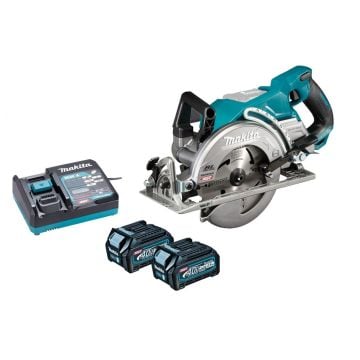 Makita RS001GD203 40v Max XGT Rear Handle Circular Saw 185mm Inc 2x 2.5Ah Batts