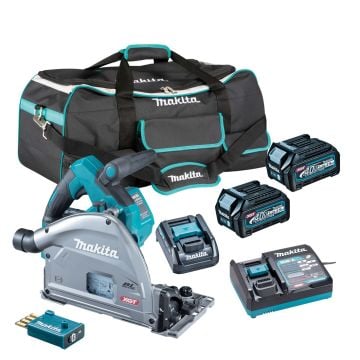 Makita SP001GD201 40v Max XGT AWS Cordless Brushless Plunge Saw 165mm Inc 2x 2.5Ah Batts