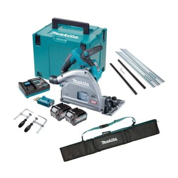 Makita SP001GD201KIT 40v Max XGT AWS Brushless Plunge Saw 165mm Inc 2x 2.5Ah Batts & Guide Rail Accessories