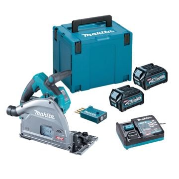 Makita SP001GD202 40v Max XGT AWS Cordless Brushless Plunge Saw 165mm Inc 2x 2.5Ah Batts