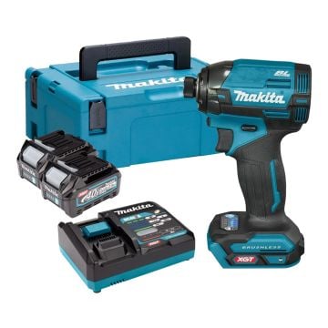 Makita TD002GD202 40v XGT Cordless Brushless 1/4" Impact Wrench Inc 2x 2.5Ah Batts