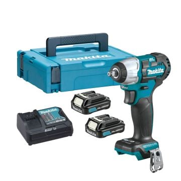 Makita TW161DSAJ 12v Max CXT Cordless Brushless 1/2" Impact Wrench Inc 2x 2.0Ah Batts In Makpac Carry Case