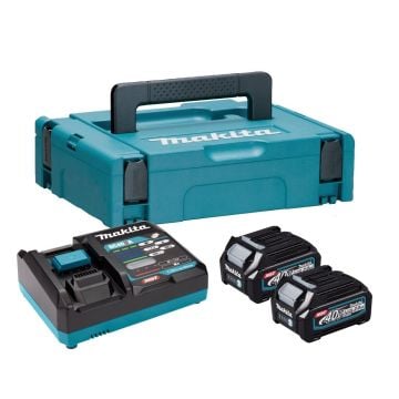 Makita XGT2AHKIT 40v Max XGT Power Source Kit Inc 2x 2.0Ah Batts, 1x DC40RA Charger & Makpac Carry Case