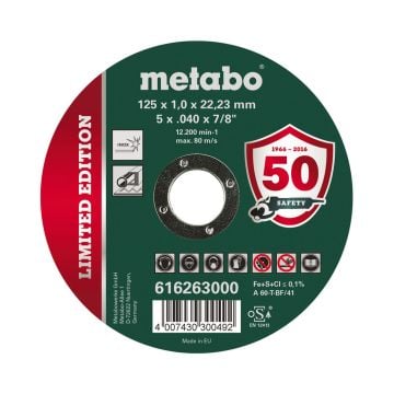 Metabo Cutting Discs 125 x 1.0 x 22.23mm Inox TF 41 x10 Pcs 616263000
