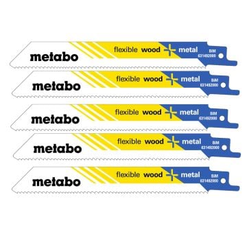 Metabo 631492000 Flexible Wood & Metal Reciprocating Saw Blades 150 x 0.9mm x5 Pcs