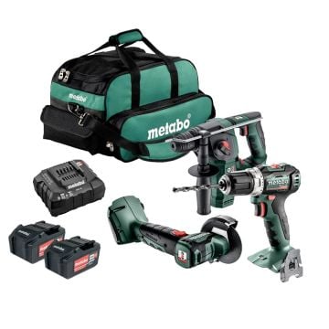 Metabo 3.1.1 18v Drill Driver, Rotary Hammer & Angle Grinder Combo Kit Inc 2x 4.0Ah Batts
