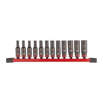 Milwaukee SHOCKWAVE Impact Duty 1/4" Drive Impact Socket Rail Set x12 Pcs 4932480453