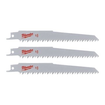 Milwaukee 48001075 Sawzall 150mm x 6TPI Reciprocating Saw Blades x3 Pcs