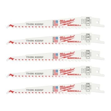 Milwaukee 48005035 Sawzall 150mm x 5TPI Reciprocating Saw Blades x5 Pcs
