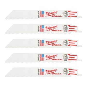 Milwaukee 48005092 Sawzall 150mm x 10TPI Multi-Material Universal Reciprocating Saw Blades x5 Pcs