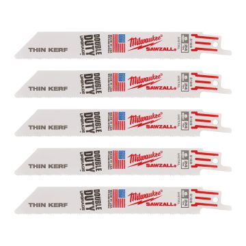 Milwaukee 48005186 Sawzall 150mm x 25TPI Metal Reciprocating Saw Blades x5 Pcs