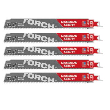 Milwaukee 48005502 Sawzall TORCH 230mm x 8TPI Reciprocating Blades x5 Pcs 