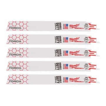 Milwaukee 48005713 Sawzall TORCH Heavy Duty Reciprocating Blade 230mm 10 TPI x5 Pcs