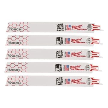 Milwaukee 48005788 Sawzall TORCH 230mm x 18TPI Reciprocating Blades x5 Pcs 