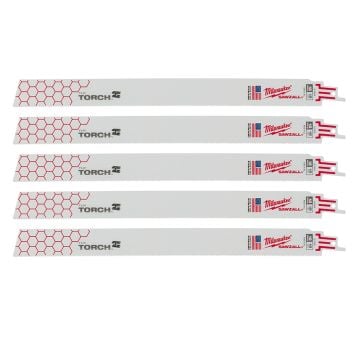 Milwaukee 48005789 Sawzall TORCH 300mm x 18TPI Reciprocating Blades x5 Pcs