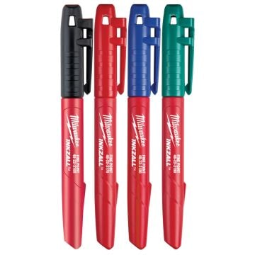 Milwaukee 48223106 INKZALL Jobsite Fine Point Markers Coloured x4 Pcs
