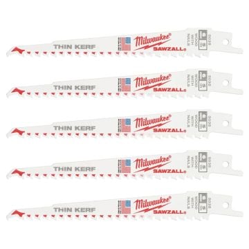 Milwaukee 48475035 Sawzall 150mm x 5TPI Wood With Nails Reciprocating Saw Blade x5 Pcs