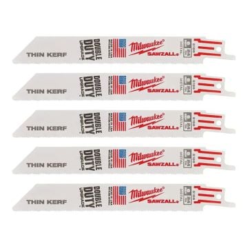 Milwaukee 48475186 150mm x 24TPI Metal  Thin Kerf Reciprocating Saw Blade x5 Pcs