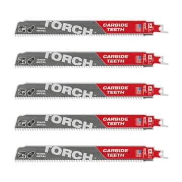 Milwaukee 48475502 230mm 8TPI SAWZALL Heavy Duty Carbide Reciprocating Saw Blades x5 Pcs