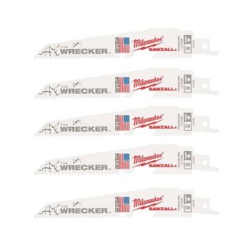 Milwaukee 48475701 SAWZALL WRECKER 150mm x 7/11TPI Reciprocating Saw Blade x5 Pcs