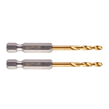 Milwaukee SHOCKWAVE Red Hex HSS-G Titanium Drill Bit 3.2mm x 66.5mm 48894706 x2 Pcs