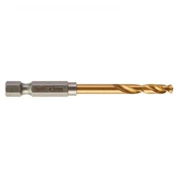 Milwaukee SHOCKWAVE Red Hex HSS-G Titanium Drill Bit 4.5mm x 76mm 48894710