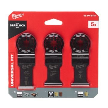 Milwaukee 48906115 Multi Tool Wood & Metal Blade Accessory Set x5 Pcs