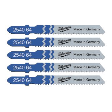 Milwaukee 4932254064 T118B 55mm x 2mm Traditional Metal Jigsaw Blade x5 Pcs