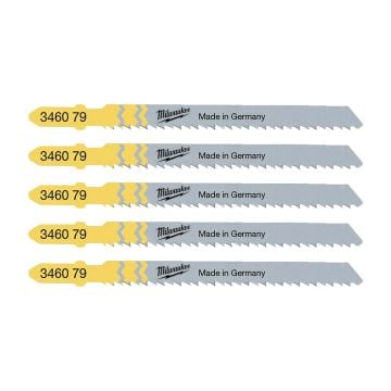 Milwaukee 4932346079 T101BR 75mm x 2.5mm Wood Jigsaw Blade x5 Pcs