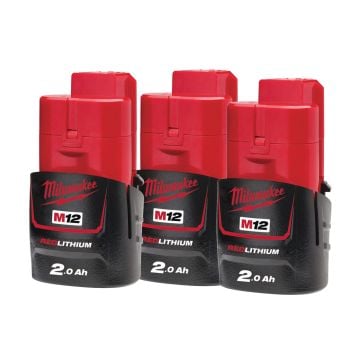 Milwaukee M12 B2 12v 2.0Ah Li-Ion Battery Triple Pack